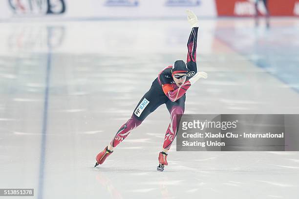Jeremias Marx of Germany competes in the Men 500m on day one of the ISU Junior World Cup speed skating event at the Jilin Provincial Speed Skating...