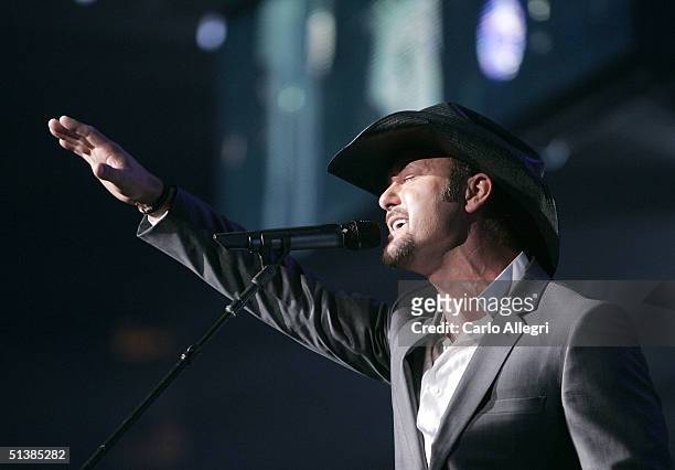 Singer Tim McGraw performs on stage during the Andre Agassi Charitable Foundations 9th Annual "Grand Slam for Children" concert benefit at the MGM...