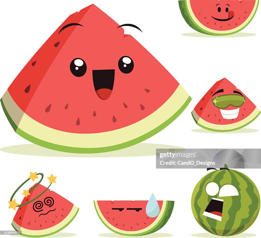 Watermelon Cartoon Set A High-Res Vector Graphic - Getty Images
