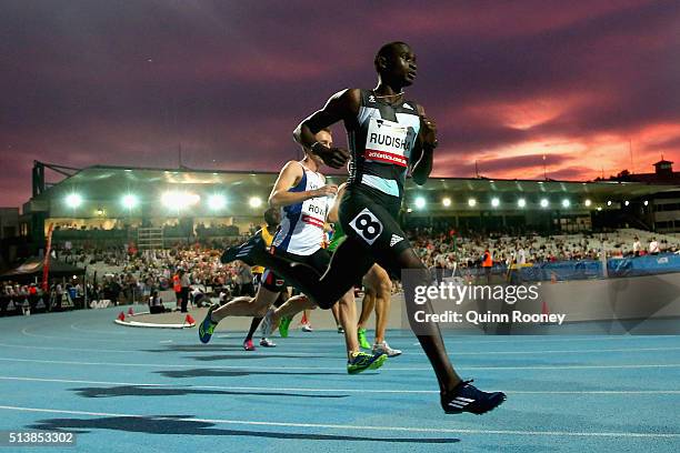 David Rudisha of Kenya runs in the Men's 800 Metres during the IAAF World Challenge at Olympic Park on March 5, 2016 in Melbourne, Australia.