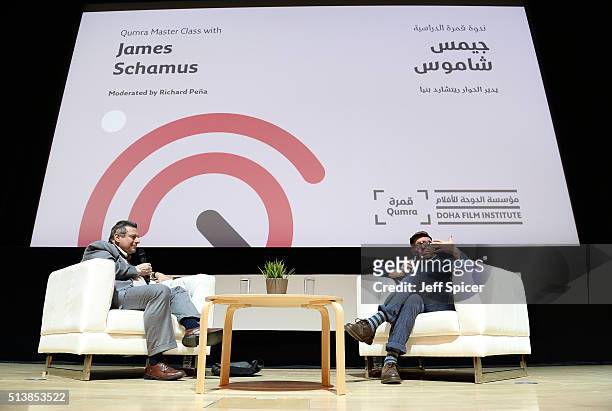 Richard Peña moderates the first Qumra Master Class with mullti award-winning screenwriter James Schamus on day two of Qumra, the second edition of...