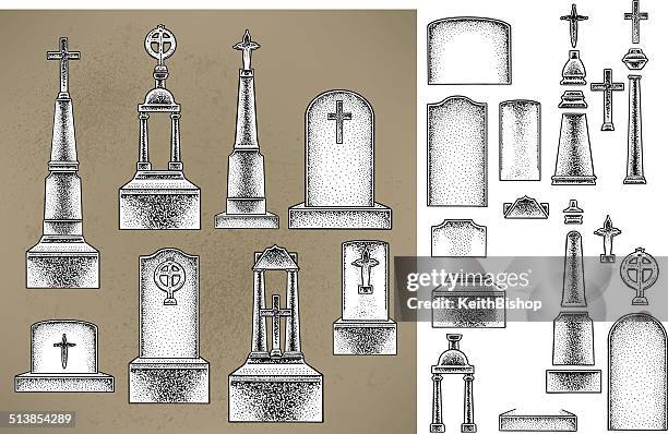tombstones, graveyard - tombstone stock illustrations