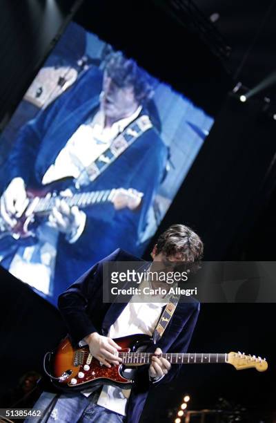 Musician John Mayer performs on stage during the Andre Agassi Charitable Foundations 9th Annual "Grand Slam for Children" concert benefit at the MGM...