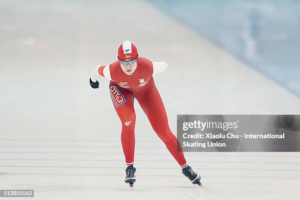 Karolina Gasecka of Poland competes in the Ladies 1500m on day one of the ISU Junior World Cup speed skating event at the Jilin Provincial Speed...