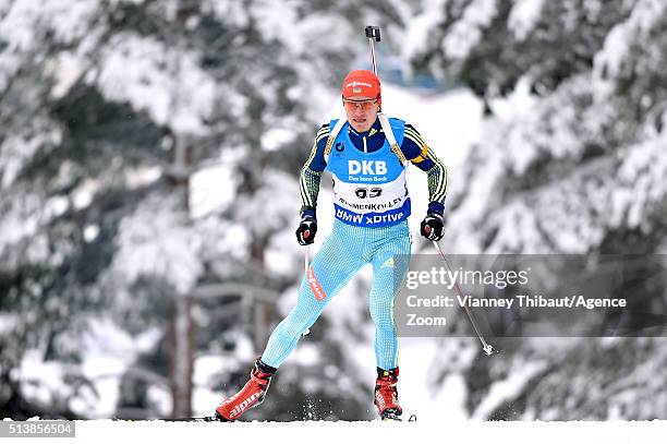 Sergey Semenov of Ukraine wins the bronze medal during the IBU Biathlon World Championships Men's and Women's Sprint on March 5, 2016 in Oslo, Norway.