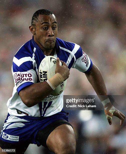 Roy Asotasi of the Bulldogs in action during the NRL Grand Final between the Sydney Roosters and the Bulldogs held at Telstra Stadium, October 3,...
