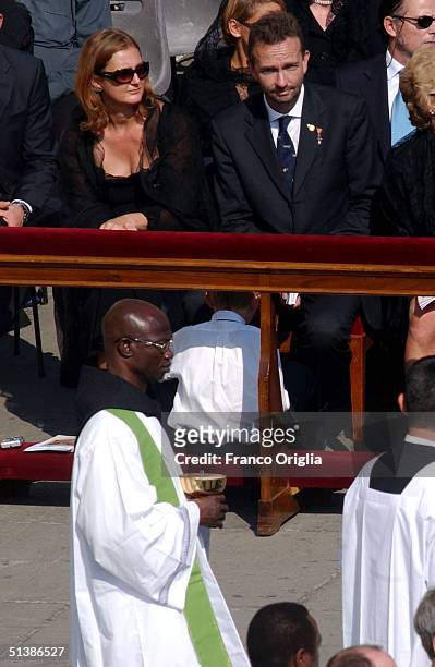 Francesca Von Thyssen and Austria's archduke Karl, with their sons, attend a beatification ceremony in St. Peter's Square October 3 , 2004 in Vatican...
