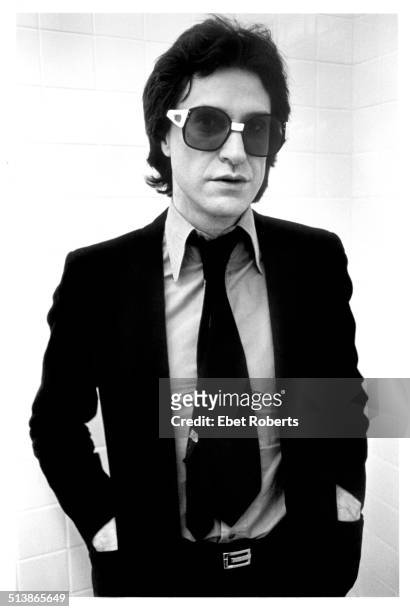 English singer-songwriter Ray Davies, of The Kinks, backstage at a concert at Bergen Community College in Paramus, New Jersey, USA, 11th March 1979.