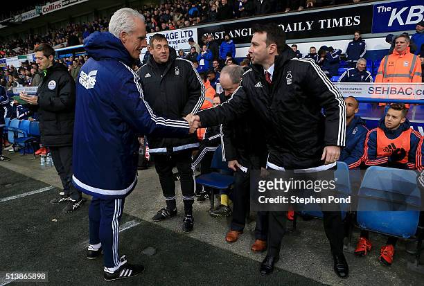 Ipswich Town Manager Mick McCarthy and Nottingham Forest Manager Dougie Freedman shake hands before the Sky Bet Championship match between Ipswich...