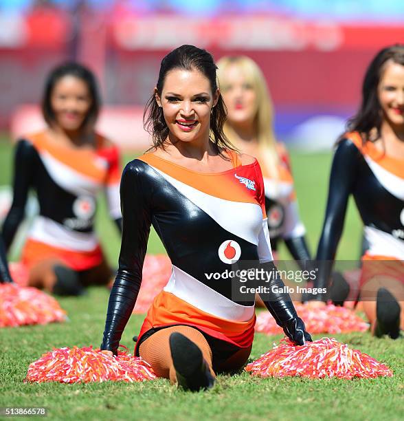 Bulls cheerleaders during the 2016 Super Rugby match between Vodacom Bulls and Rebels at Loftus Versfeld on March 05, 2016 in Pretoria, South Africa.