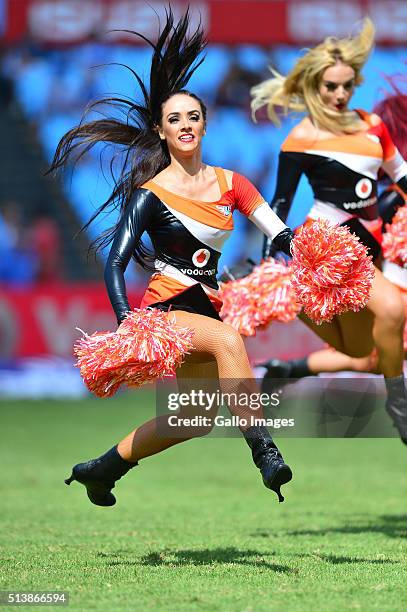 Bulls cheerleaders during the 2016 Super Rugby match between Vodacom Bulls and Rebels at Loftus Versfeld on March 05, 2016 in Pretoria, South Africa.