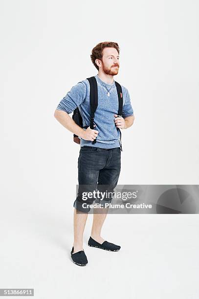 portrait of man - hiking rucksack stock pictures, royalty-free photos & images