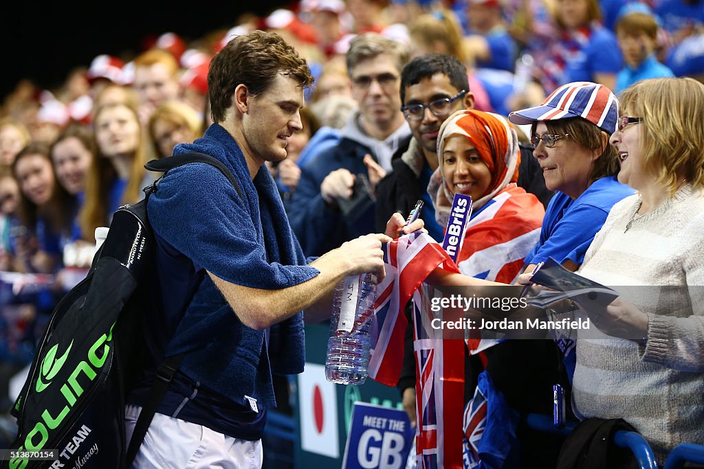Great Britain v Japan - Davis Cup: Day Two