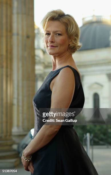 Suzanne von Borsody arrives at the Quadriga Awards at the Konzerthaus am Gendermanmarkt on October 03, 2004 in Berlin, Germany.