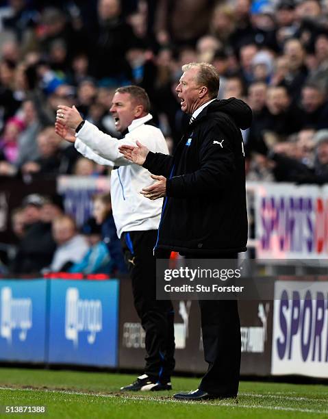 Newcastle manager Steve McClaren and coach Paul Simpson react during the Barclays Premier League match between Newcastle United at A.F.C. Bournemouth...