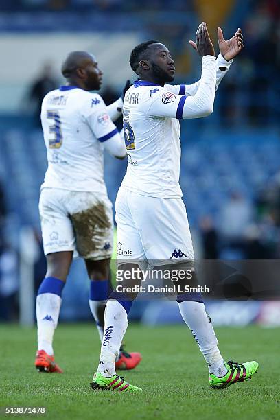 Toumani Diagouraga of Leeds United FC claps to fans after Leeds United FC win over Bolton Wanderers FC in the Sky Bet Championship League match...