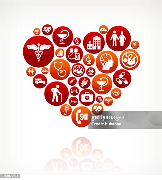 ilustraciones, imágenes clip art, dibujos animados e iconos de stock de corazón asistencia sanitaria y medicina patrón de botón rojo - urgencias-hospital