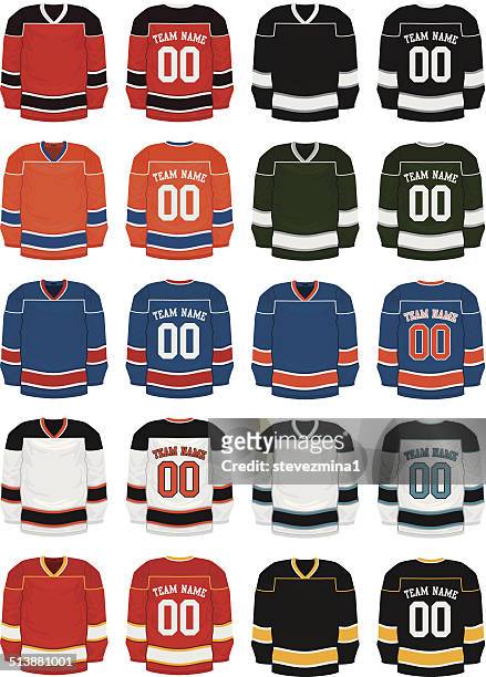 illustrations, cliparts, dessins animés et icônes de uniformes de hockey sur glace - maillot de sport