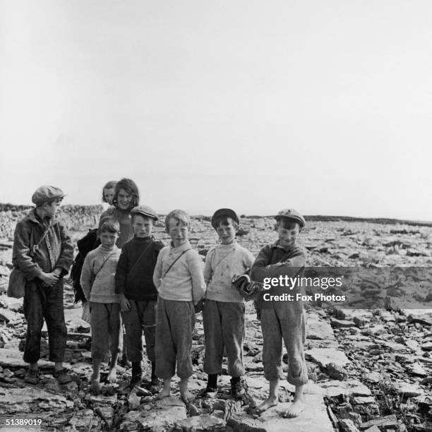 Group of children on the Aran Islands, off the west coast of Ireland, circa 1950.