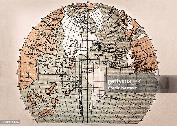 world map from 1490 - animal migration map stock illustrations