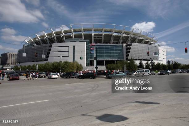 General view of Paul Brown Stadium during the game between the Baltimore Ravens and the Cincinnati Bengals on September 26, 2004 in Cincinnati, Ohio....