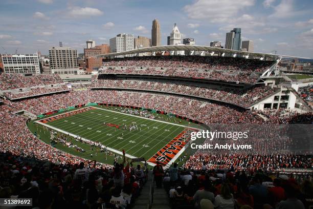 General view of Paul Brown Stadium during the game between the Baltimore Ravens and the Cincinnati Bengals on September 26, 2004 in Cincinnati, Ohio....