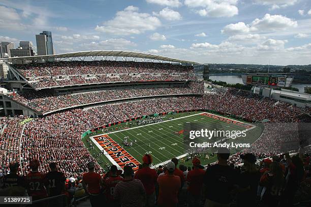 General view of Paul Brown Stadium during the game between the Baltimore Ravens and the Cincinnati Bengals on September 26, 2004 in Cincinnati, Ohio....