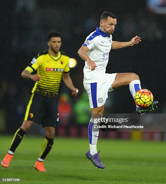 Danny Drinkwater of Leicester City in action during the Barclays Premier League match between Watford and Leicester City at Vicarage Road on March 5,...