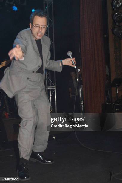 Ben Elton gets on stage to sing a few songs at the after party for the opening of the musical 'We Will Rock You', at the Regent theatre in Melbourne,...