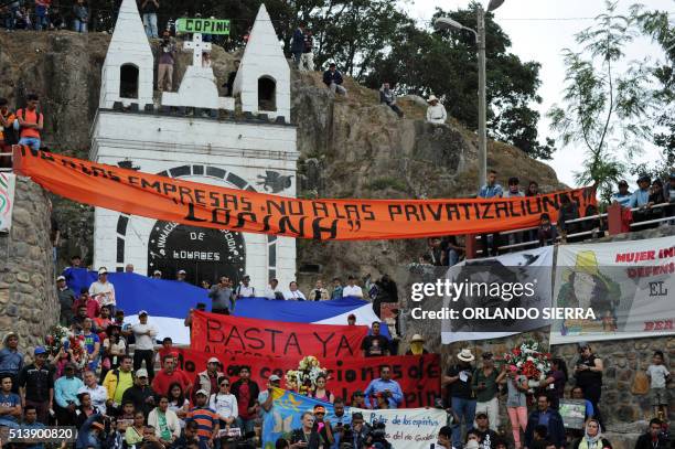 People attend the funeral of murdered indigenous activist Berta Caceres, in La Esperanza, 200 km northwest of Tegucigalpa, on March 5, 2016. Honduran...