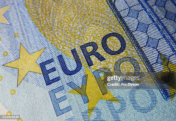 Detail of the twenty Euro bank note, on March 4, 2016 in London, England.