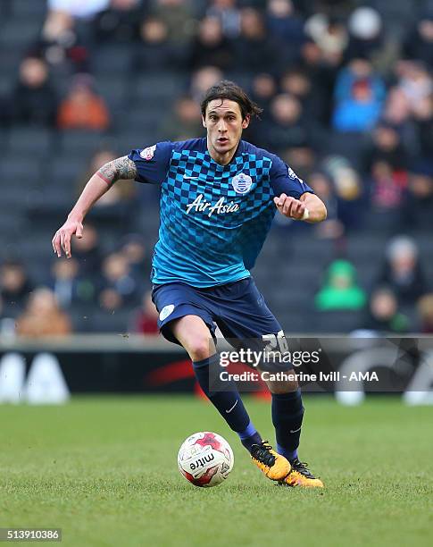 Gabriele Angella of Queens Park Rangers during the Sky Bet Championship match between MK Dons and Queens Park Rangers at Stadium mk on March 5, 2016...