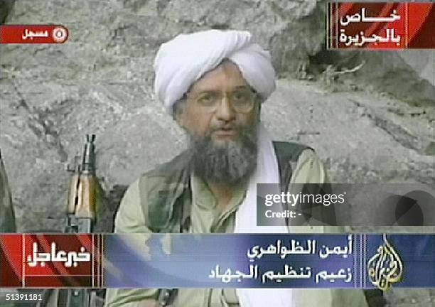 Ayman al-Zawahri, the head of a wing of the Egyptian Jihad, and alleged intellectual power behind terror mastermind Osama bin Laden is seen in this...