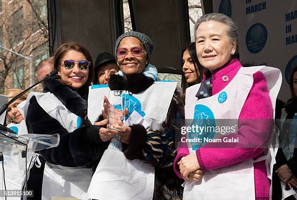 Muna Rihani Al-Nasser, Dionne Warwick and Ban Soon-taek attend 'March to End Violence Against Women' hosted by UN Women For Peace Association on...