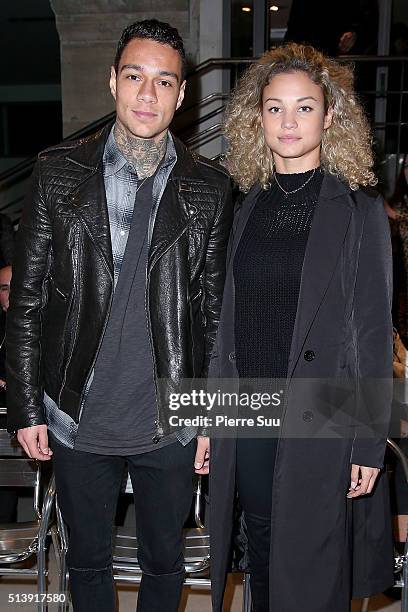 Gregory Van Der Wiel and Rose Bertram attend the Trapstar + Puma show as part of the Paris Fashion Week Womenswear Fall/Winter 2016/2017 on March 5,...