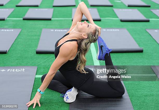 Fitbit Local Ambassador Elise Joan poses for pictures as Fitbit Local Los Angeles launches with a free event. Fitbit Local Ambassadors Elise Joan &...