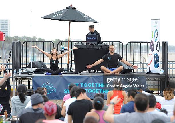 General view of atmosphere while Fitbit Local Los Angeles launches with a free event on the Santa Monica Pier. Fitbit Local Ambassadors Elise Joan &...