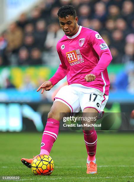 Joshua King of Bourenmouth controls the ball during the Barclays Premier League match between Newcastle United and A.F.C. Bournemouth at St James...