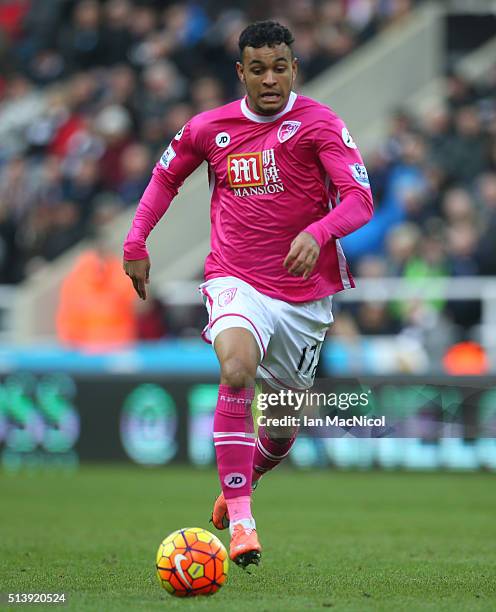 Joshua King of Bourenmouth controls the ball during the Barclays Premier League match between Newcastle United and A.F.C. Bournemouth at St James...