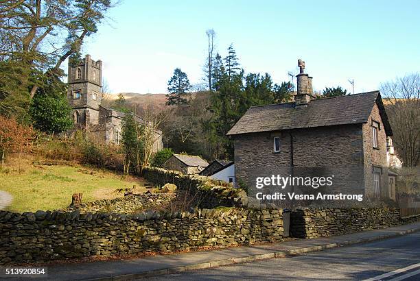 a view of rydal church, lake district, england - rydal stock pictures, royalty-free photos & images