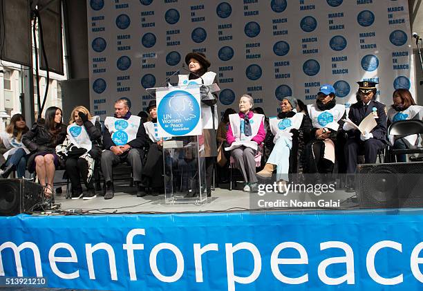 Rosemary A. DiCarlo speaks at 'March to End Violence Against Women' hosted by UN Women For Peace Association on March 5, 2016 in New York City.