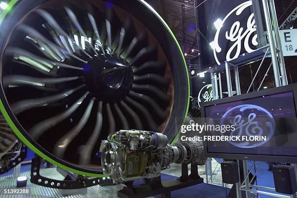 General Electric turbine for Boeing 777 is on display at the firm's booth 22 June 2001at the 44th Paris-Le Bourget Air Show, scheduled from 16 to 24...