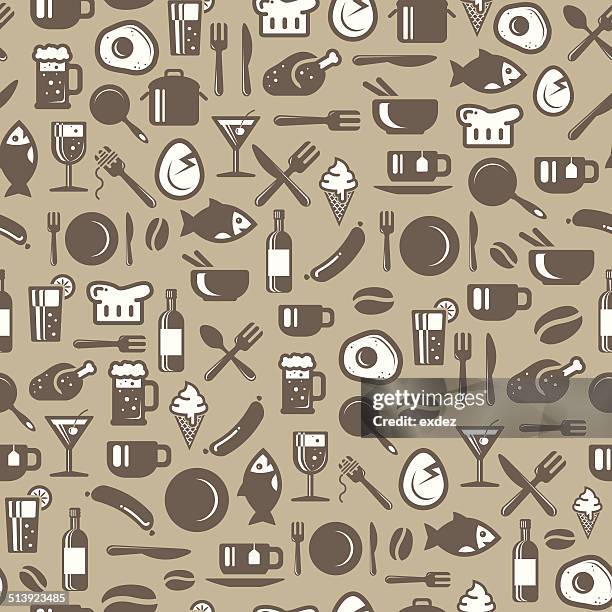 seamless pattern for cafe - bird chefs hat stock illustrations