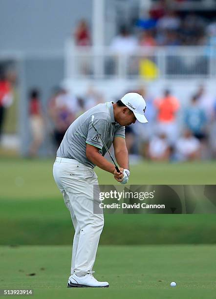 Byeong-Hun An of Sputh Korea plays a short iron during the second round of the 2016 World Golf Championship Cadillac Championship on the Blue Monster...