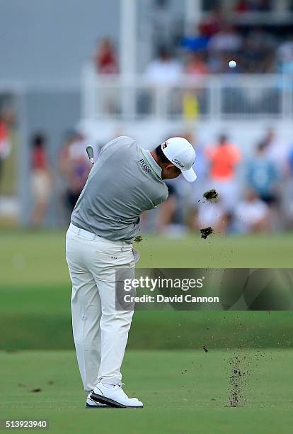 Byeong-Hun An of Sputh Korea plays a short iron during the second round of the 2016 World Golf Championship Cadillac Championship on the Blue Monster...