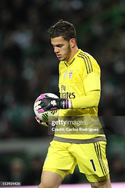 Benfica's goalkeeper Ederson during the match between Sporting CP and SL Benfica for the Portuguese Primeira Liga at Jose Alvalade Stadium on March...