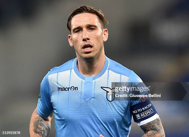 Lucas Biglia of SS Lazio in action during the UEFA Europa League Round of 32 second leg match between SS Lazio and Galatasaray AS on February 25,...
