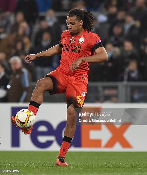 Jason Denayer of Galatasaray AS in action during the UEFA Europa League Round of 32 second leg match between SS Lazio and Galatasaray AS on February...