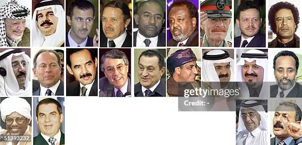 Combo picture of Arab leaders and delegation heads attending the Arab summit in the Jordanian capital Amman 27-28 March 2001. From L to R:...