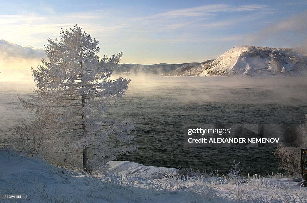 A view of the Baikal lake taken 11 December 2000 f